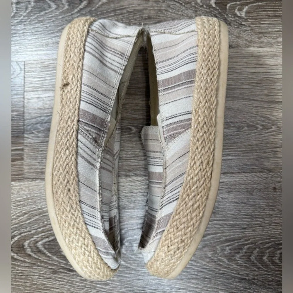 Esprit Loafer Women's 7.5 White Beige Brown Striped Shoes Espadille Noella Beach